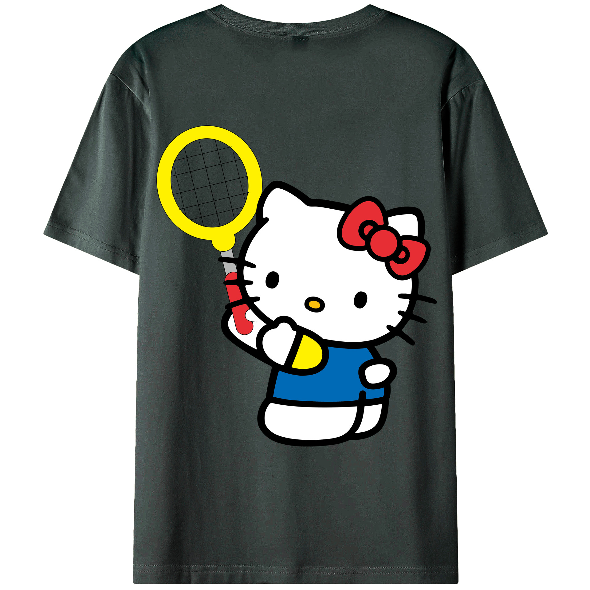 （画像用） Hello Kitty ハローキティ 綿100％ メンズ半袖Tシャツ（バックプリント） 通気性